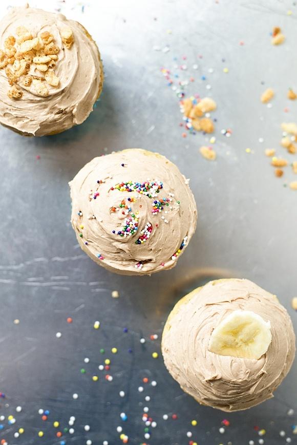 Banana cupcakes with Nutella buttercream frosting