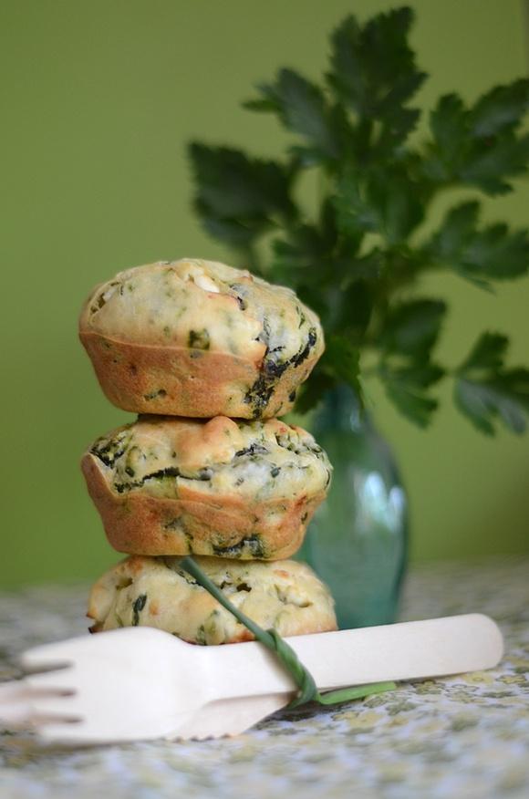 Savory spinach and feta muffin