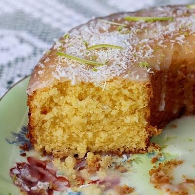 Lime and coconut cake, glazed tofu and mistaken identity