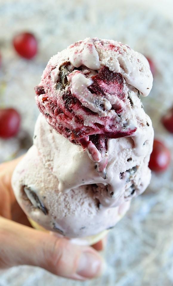 Chocolate chunk and cherry ice cream