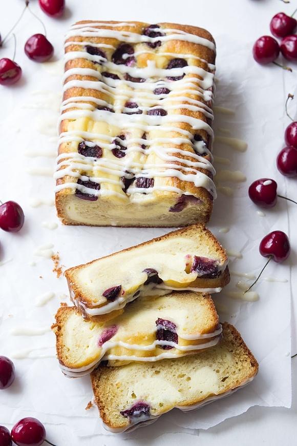 Cherry Cream Cheese Coffee Cake with Vanilla Cream Cheese Glaze