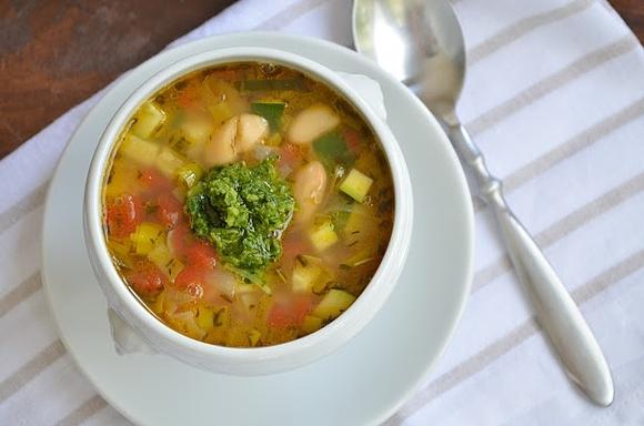 Provencal Vegetable Soup with Basil Pesto
