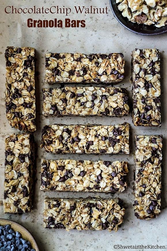 Chocolate Chip Walnut Granola Bars