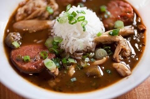Chicken sausage gumbo for two