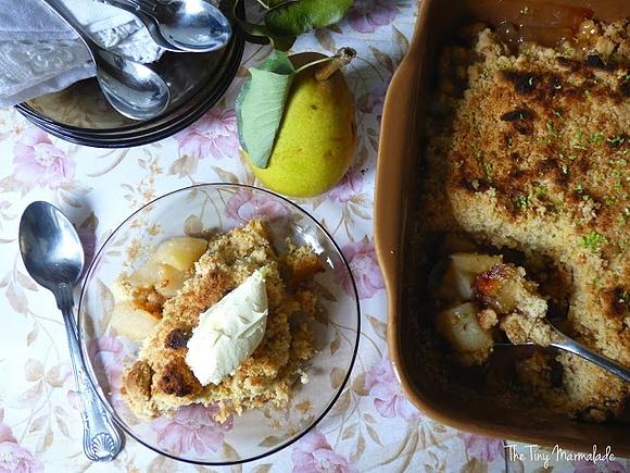 Pear and Cobnuts Crumble