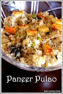 Paneer pulao cottage cheese pulao