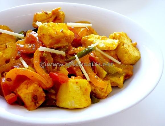 Paneer jalfarezi - quick and easy indian stir fry with vegetables