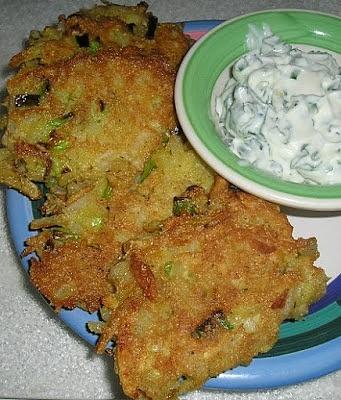 Crispy Potato Corn Latkes with Jalapeño Dill Sauce
