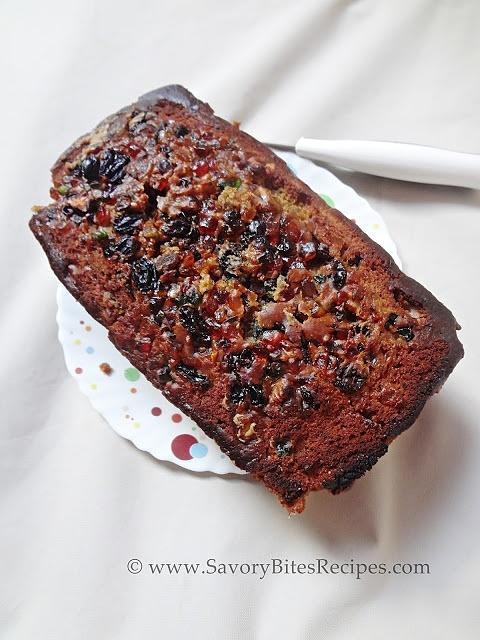 Christmas plum cake with fruits and spices