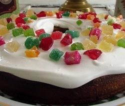 Cake topped with royal icing