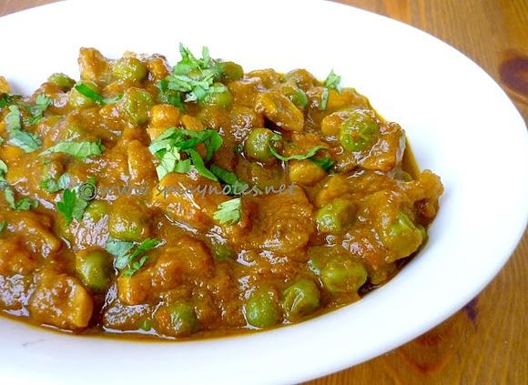 Mushroom mutter masala authentic indian vegetarian recipe