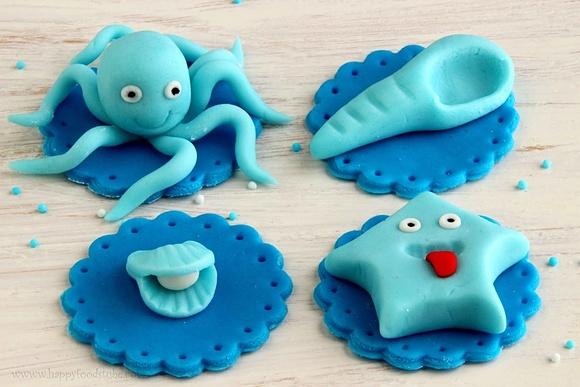 Sea world cupcake toppers for themed cakes