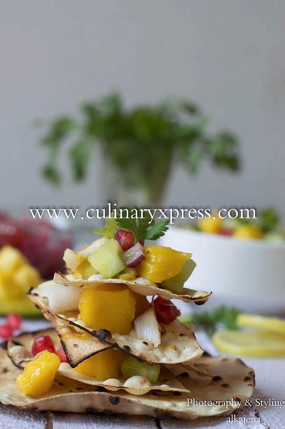 Mango pomegranate and tender coconut salsa