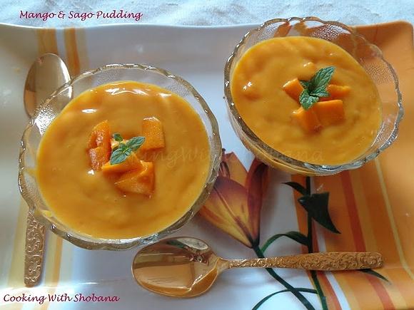 Mango and sago pudding