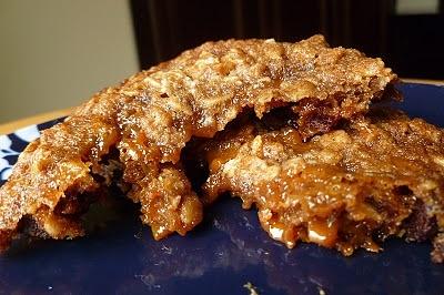 Oatmeal chocolate chip cookies swirled with dulce de leche