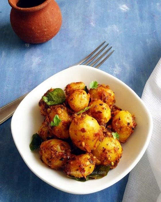Baby potato fry chettinad style