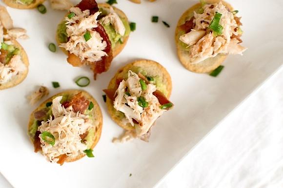 Crab bacon and guacamole crostinis