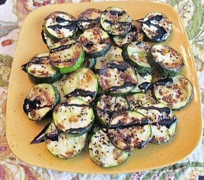 Grilled zucchini with balsamic glaze