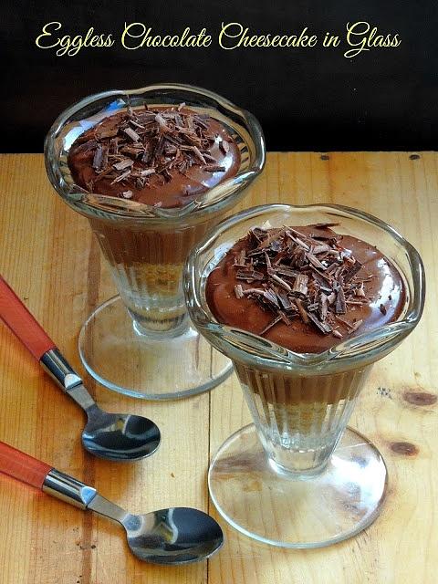 No Bake Eggless Chocolate Cheesecake in Glass