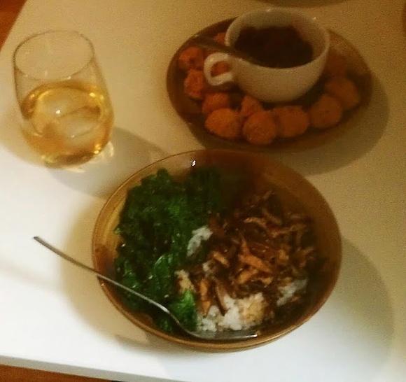 Baked sweet potato falafel with mirin ginger cranberry sauce