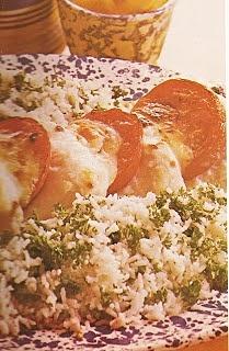 Baked flounder supreme with swiss cheese and mushrooms