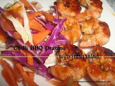 Chili bbq Prawns with Salad