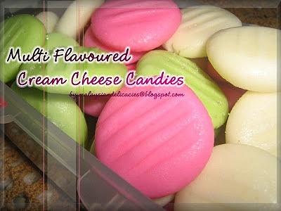 Multiflavored cream cheese candies