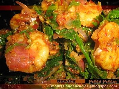 Nyonya kerabu paku pakis wild fern shoots salad