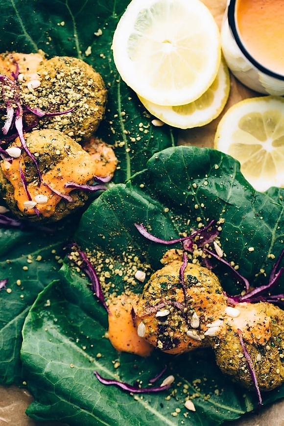 Spicy Vegan Sunflower-Lentil Falafel with Smoky Tomato Aioli