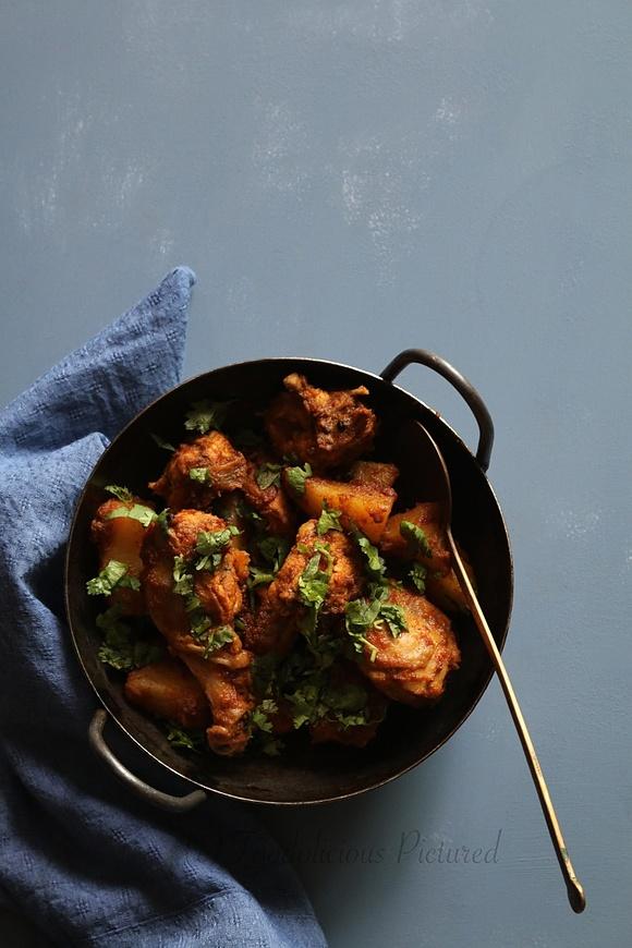 Chicken and potato ghee roast