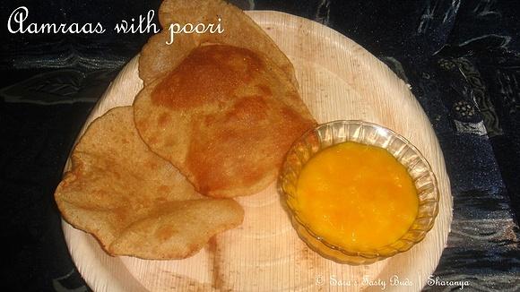 Aamras with poori - mango puree with fried bread