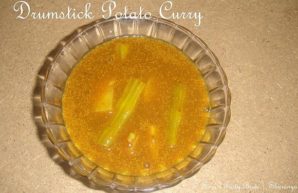 Drumstick and potato curry (no oil, no onion, no garlic)