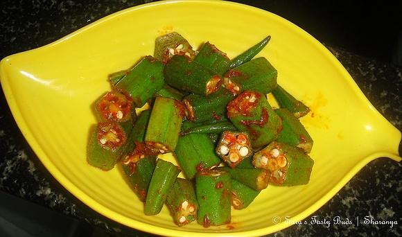 Bindhi masala - microwave ladyfinger stir fry