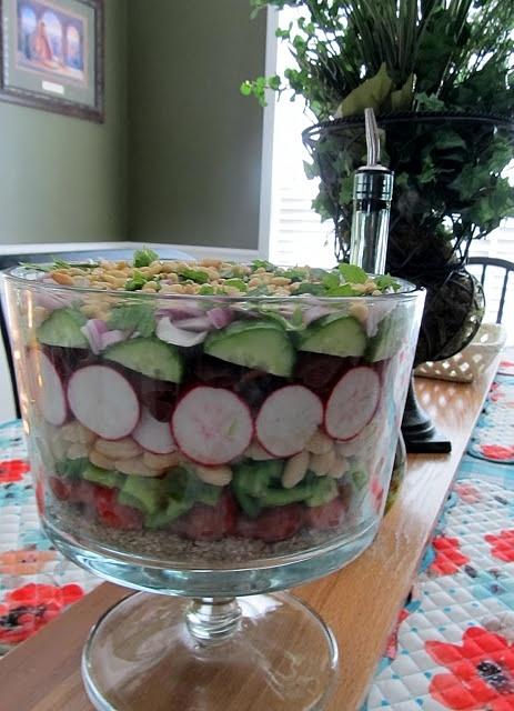 Layered salad with 10 layers for shavuot
