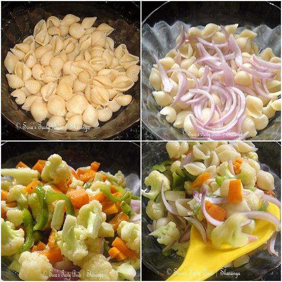 Cold pasta salad with white sauce