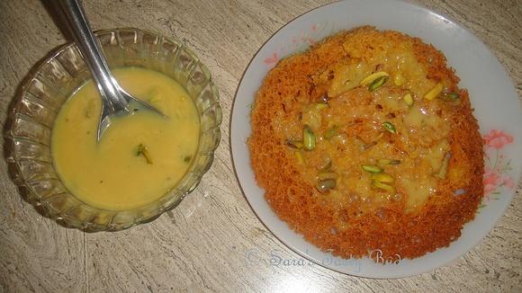 Rajasthani ghevar with kesar rabdi