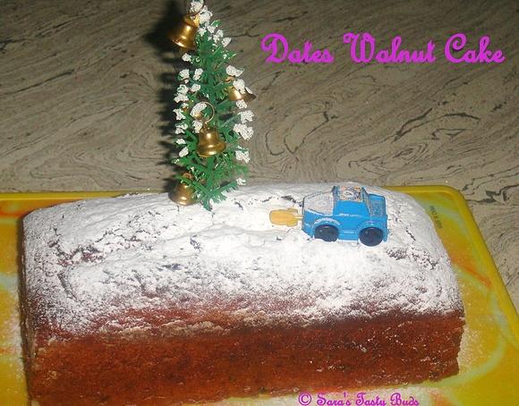 Date and walnut loaf eggless recipe