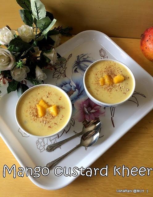 Mango custard powder kheer with condensed milk