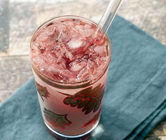 Homemade blueberry thyme syrup for vegan cocktails and mocktails