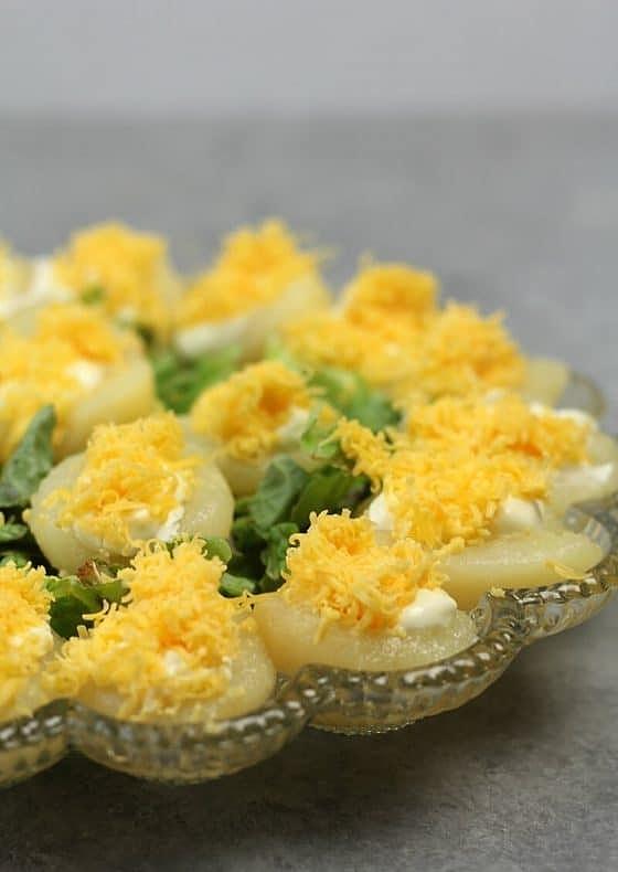 Pear salad with cheese and mayonnaise
