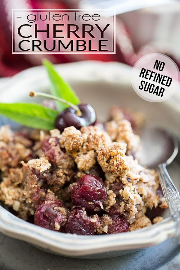 Gluten-free sweet cherry crumble