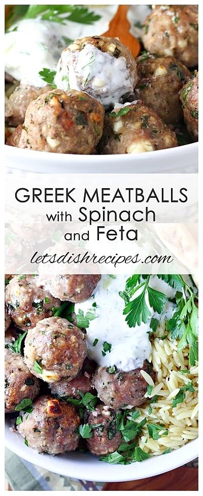 Greek Turkey Meatballs with Spinach and Feta