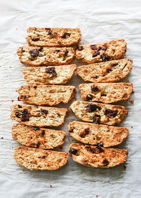 Biscotti orange cranberry pistachio and chocolate walnut
