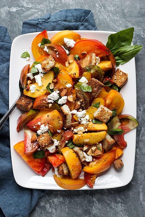 Peach and Tomato Panzanella Salad