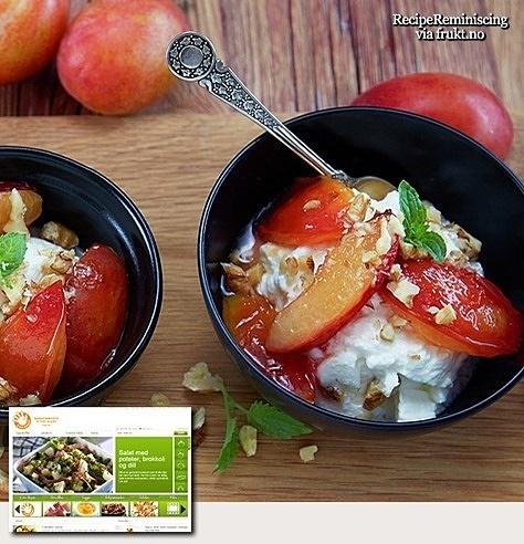 Baked plums with vanilla ice cream