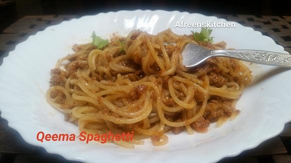 Keema spaghetti with minced meat sauce for kids and adults