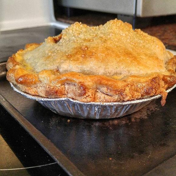 Flaky suet pastry and apple butter apple pie