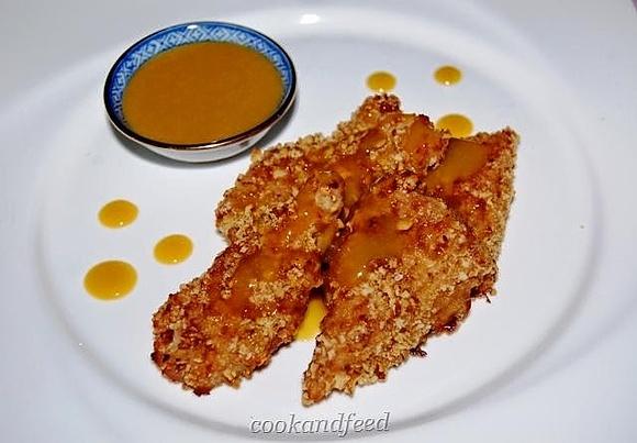 Pretzel chicken with honey mustard sauce