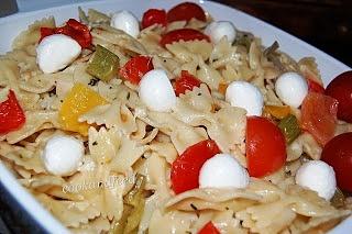 Pasta with roasted vegetables and pesto