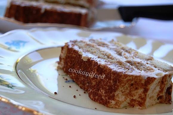 Light tiramisu or coffee flavored cake